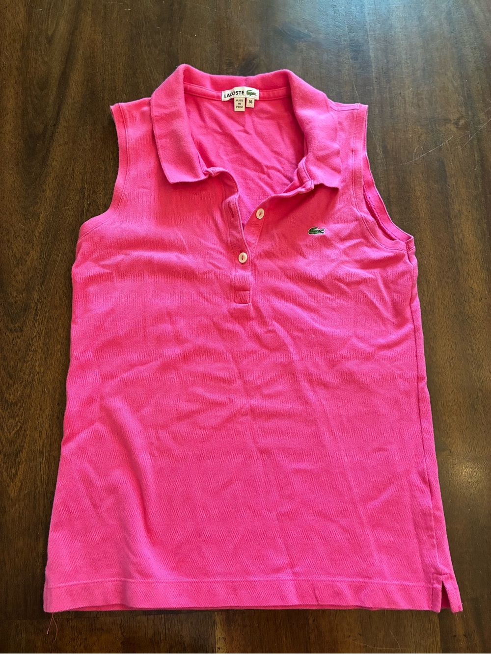 Lacoste Polo Sleeveless Women’s 36 Small Pink Tank Top Collared Golf Top Shirt